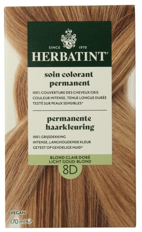 Permanente Haarkleuring 8D Licht Goud-Blond 170 ML