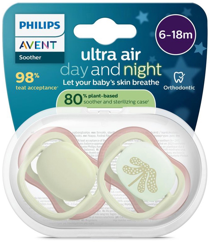 Philips Avent Fopspeen +6m Air Dag/Nacht 2 stuks