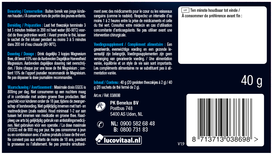 Lucovitaal Magnesiumthee 20 zakjes