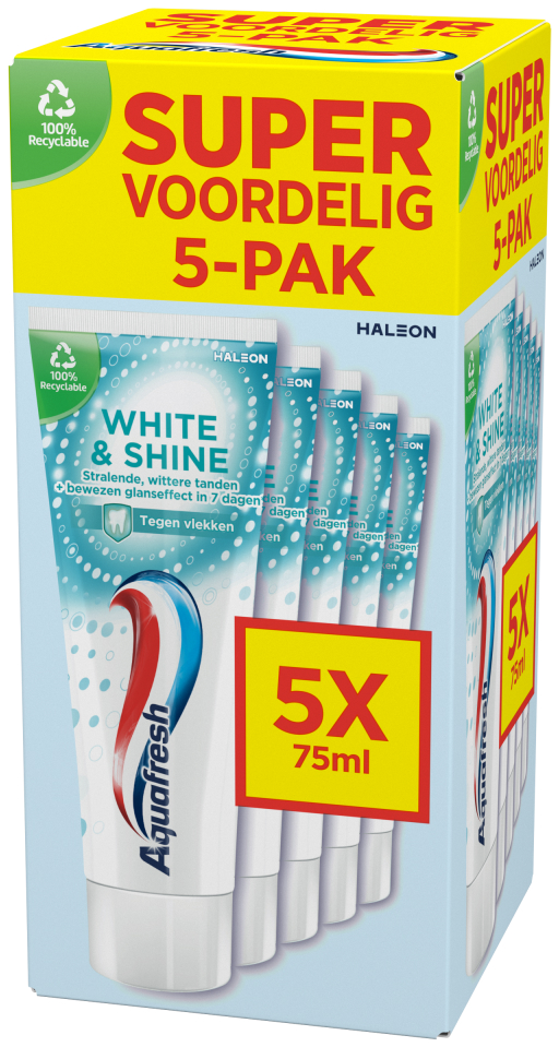 Aquafresh Tandpasta White & Shine 5-Pack 5st