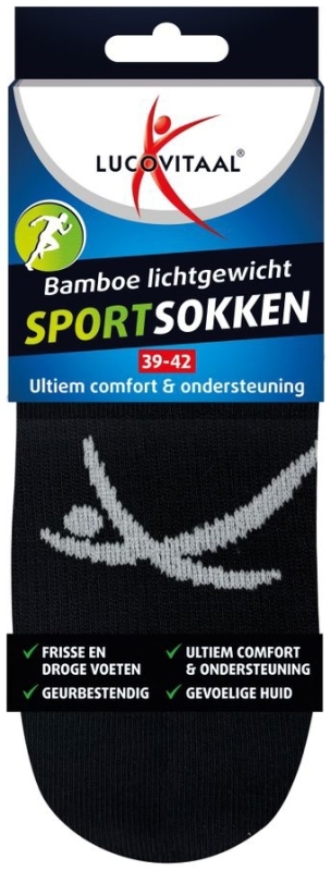 Sportsok Bamboe 39-42 Zwart 1 paar