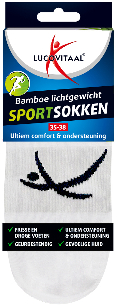 Lucovitaal Sportsok Bamboe Wit 39-42 1 Paar
