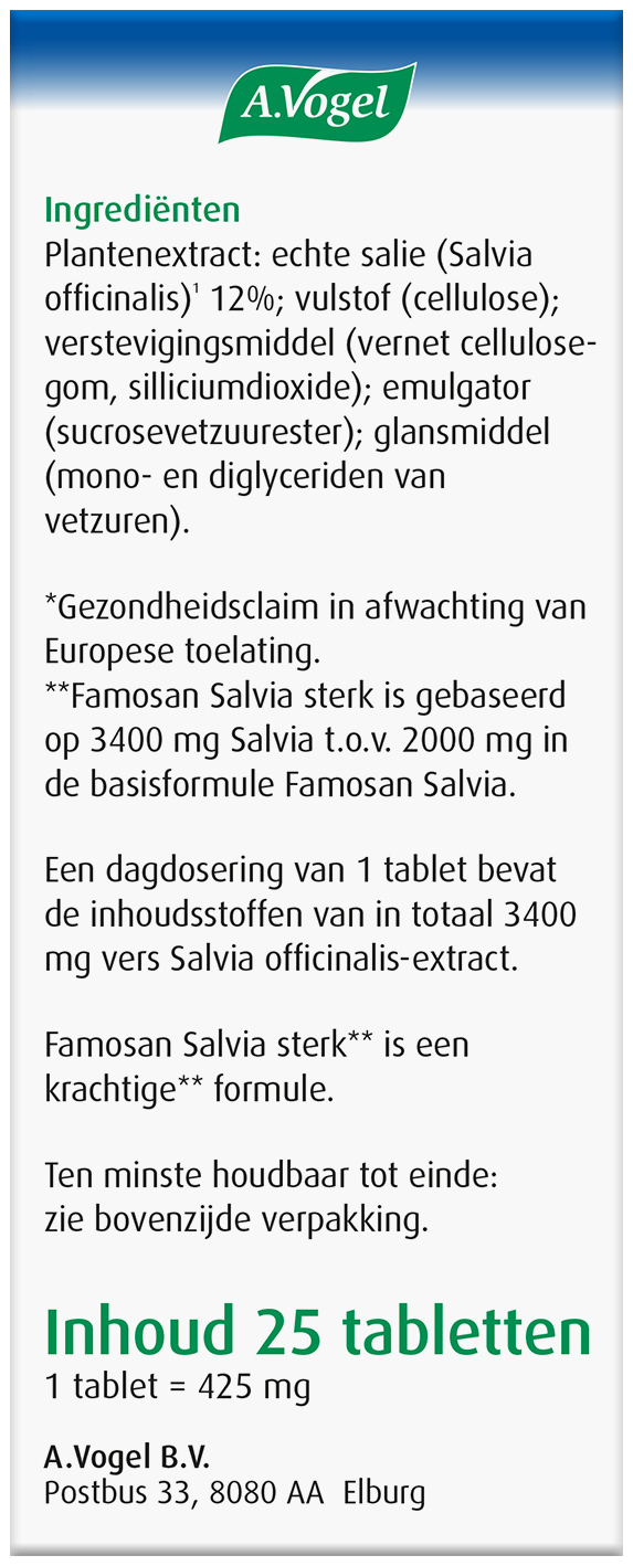 A.Vogel Famosan Overgang Salvia sterk tabletten 25 Stuks