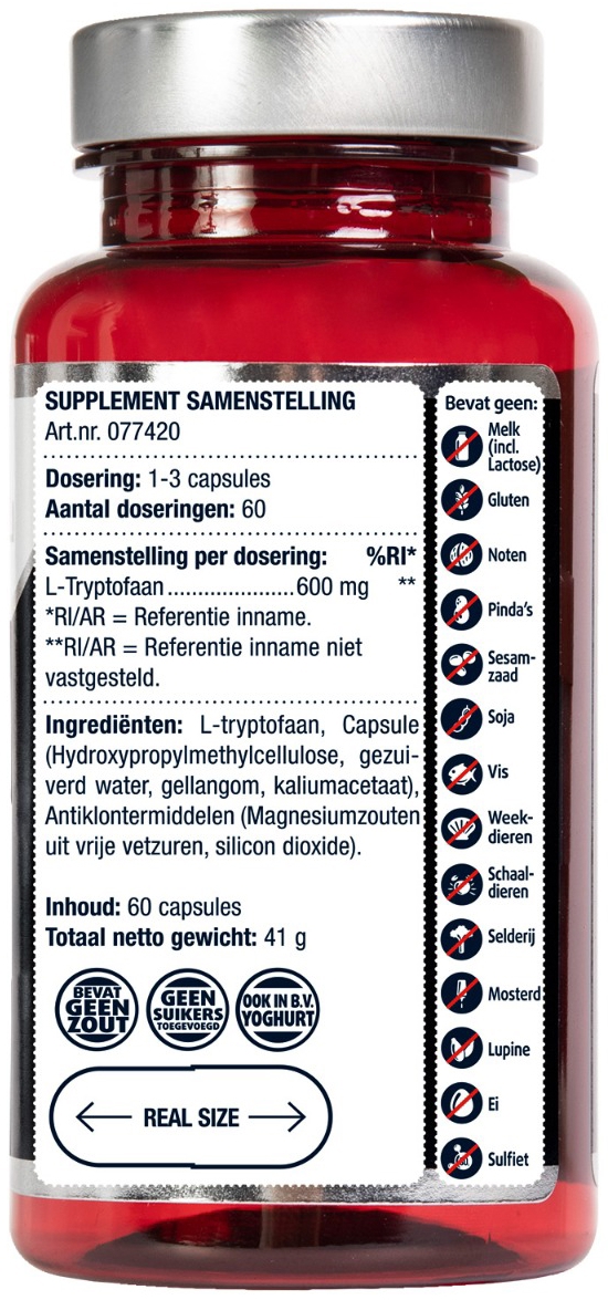 Lucovitaal L-Tryptofaan Puur 600 mg 60 Caps