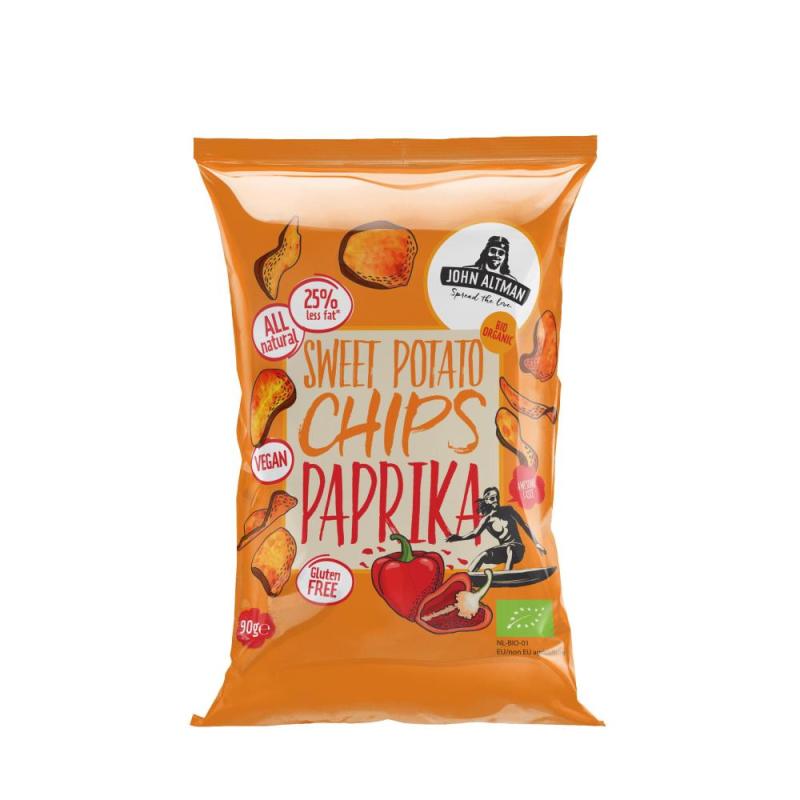 Zoete aardappel chips paprika bio 90g