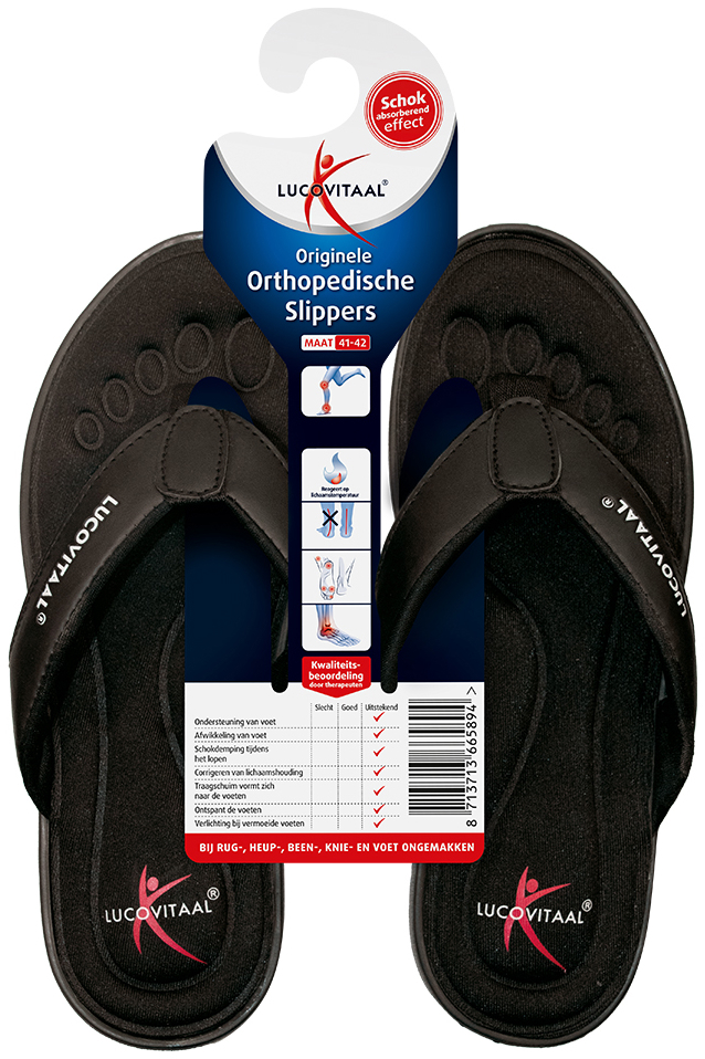 Lucovitaal Orthopedische Slippers 41-42 Zwart 1 Paar