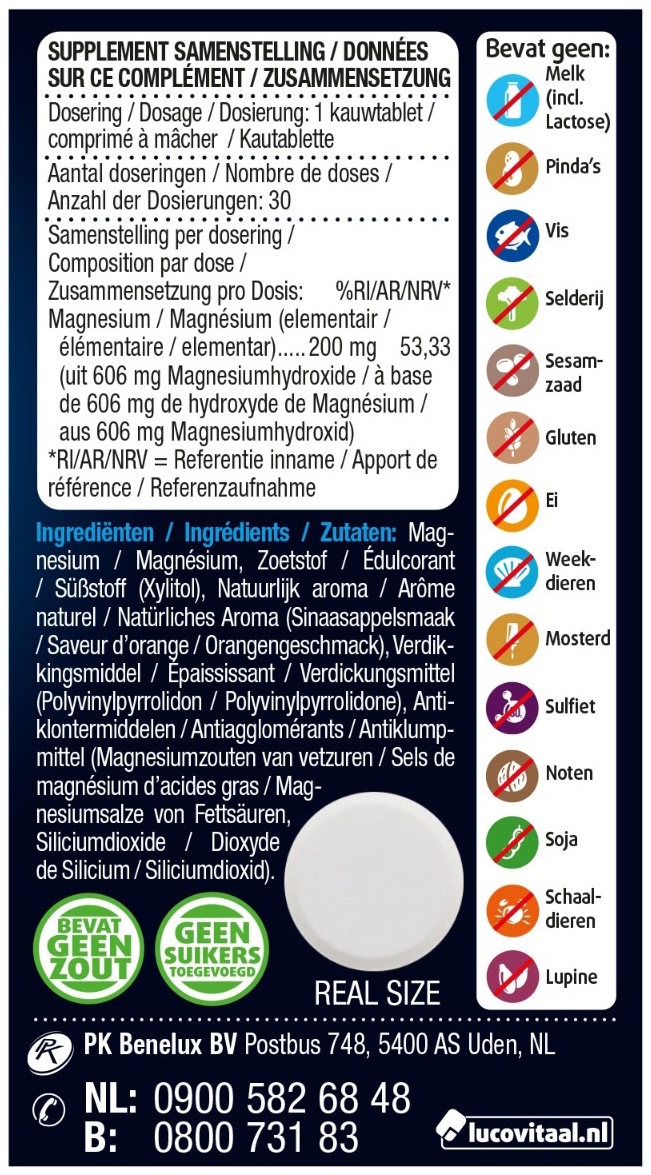 Lucovitaal Pure Marine Magnesium 30 kauwtabletten