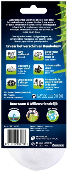 Lucovitaal Bamboe Enkelsok Wit 35-38 1 paar