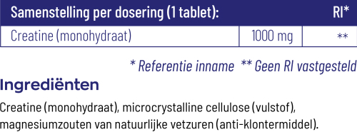 Vitakruid Creatine Monohydraat 1000 MG 180 Tabletten