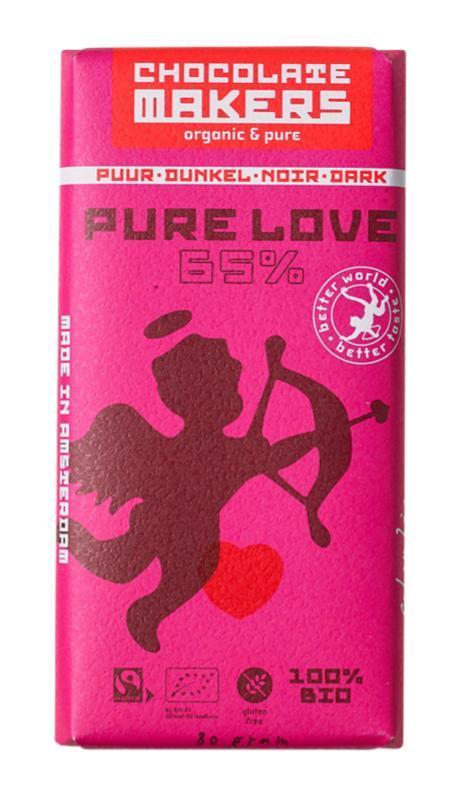 Pure Love Reep 65% Puur Fairtrade Bio 80 Gram