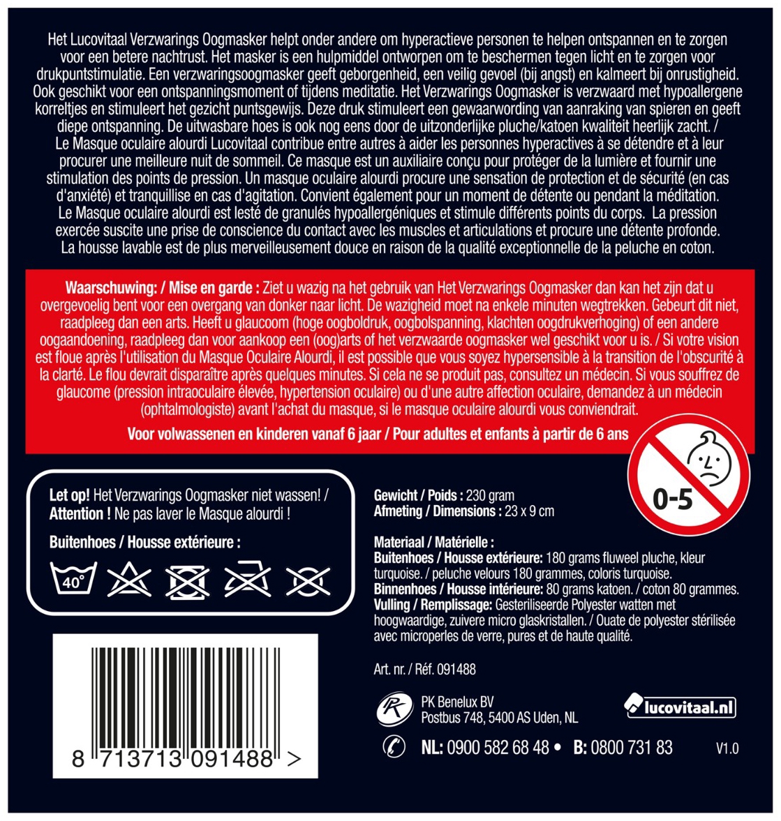 Lucovitaal Verzwaringsoogmasker 1 stuk