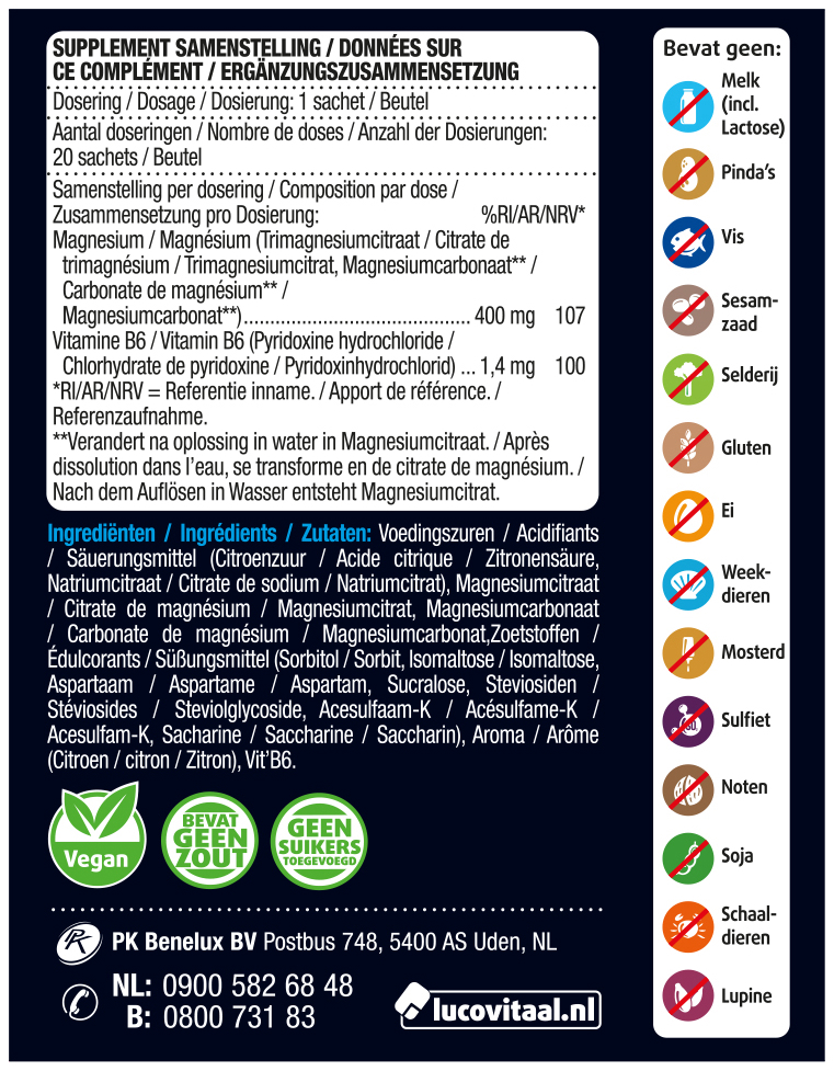 Lucovitaal Magnesium 400mg Forte 20 sachets