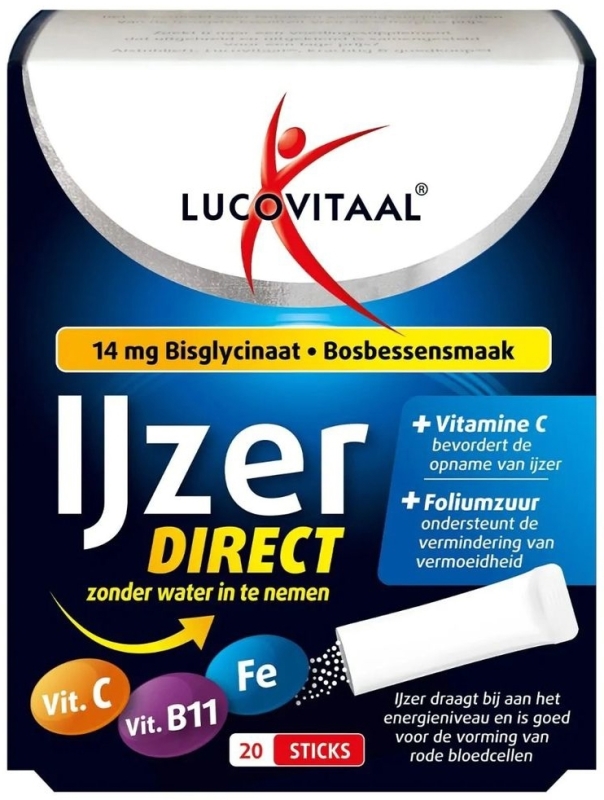 IJzer Bisglycinaat Bosbessensmaak 20 Sticks