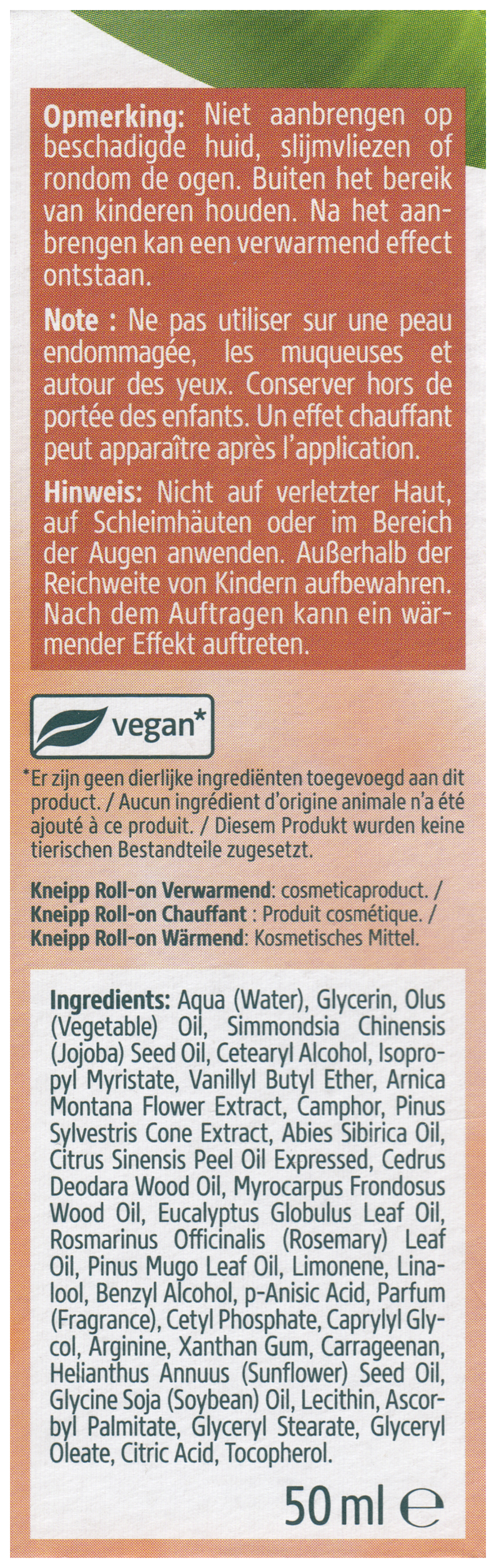 Kneipp Arnica Warming Roll-On 50 ML