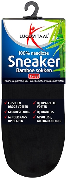 Lucovitaal Bamboe Sneakersok Zwart 35-38 1 paar