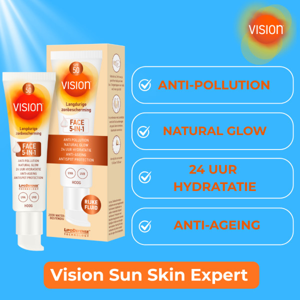 Vision Zonnebrand Face Fluid 5-in-1 SPF50 50 ml