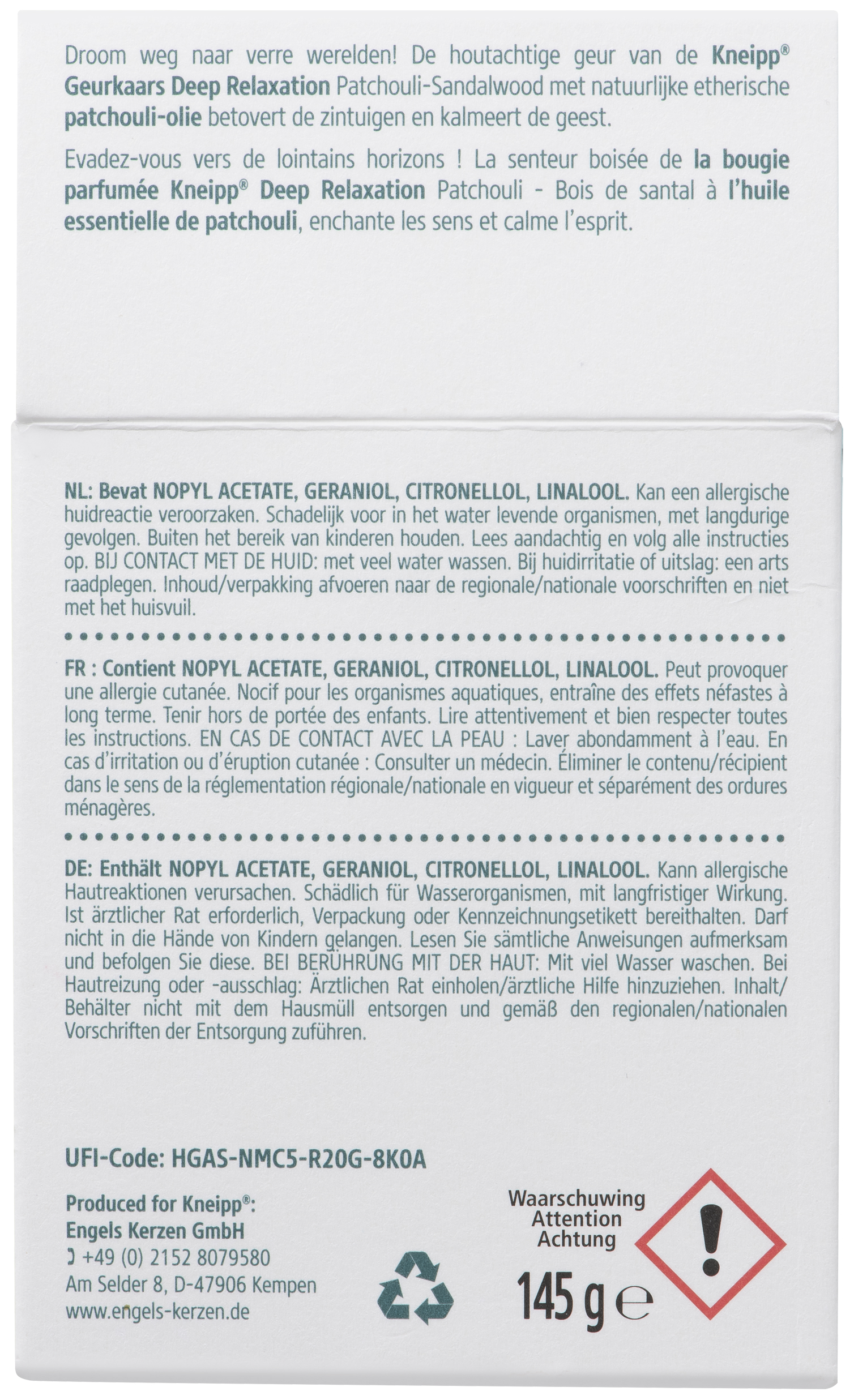 Kneipp Geurkaars Sandelwood Patchouli 1 Stuk