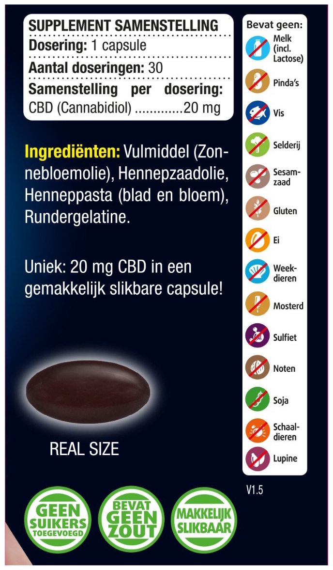 Lucovitaal CBD Cannabidiol 20mg 30 capsules