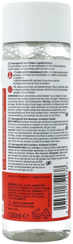Neutrogena Anti Puistjes+ 7% AHA Vloeibare Exfoliant 125 ml