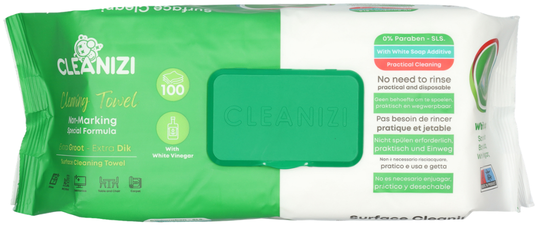 Cleanizi Schoonmaakdoekjes Big-Pack Extra Thick With Soap 100 Stuks