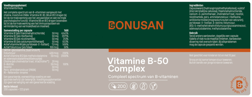 Bonusan Vitamine B-50 Complex 200 Capsules