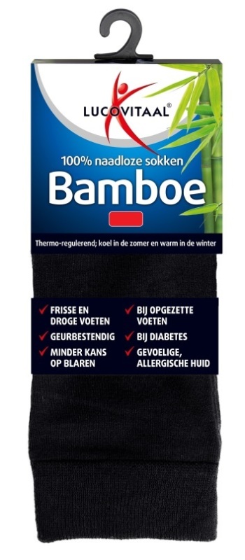 Bamboe Sok Lang Zwart 35-38 1 paar