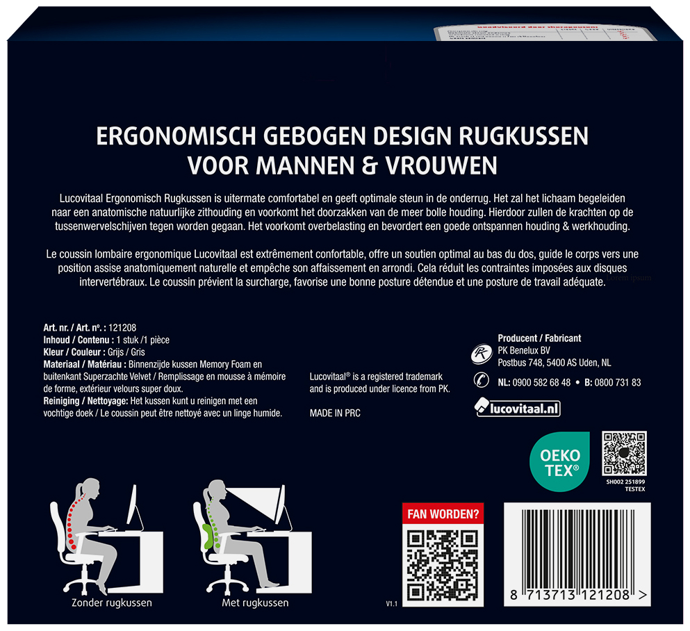 Lucovitaal Ergonomisch Rugkussen 1 stuk