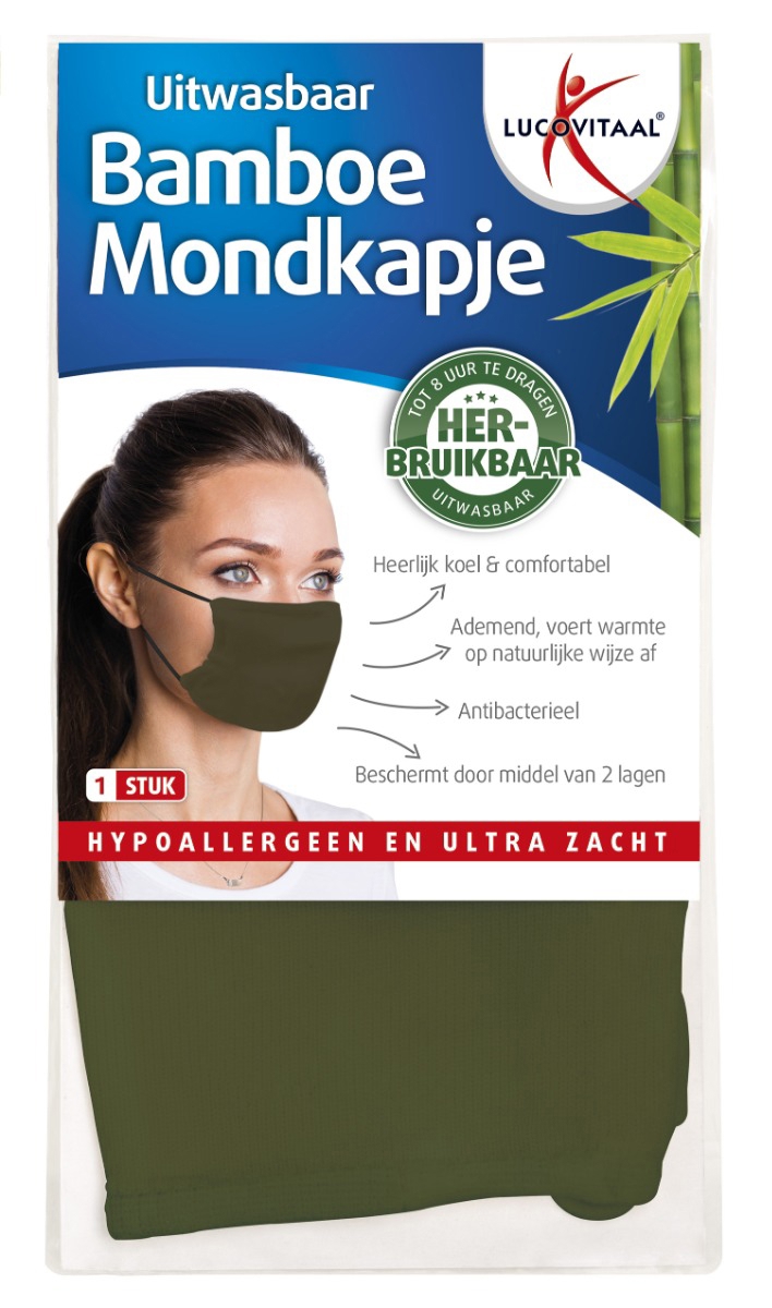 Lucovitaal Bamboe Mondkapje Groen 1 stuk