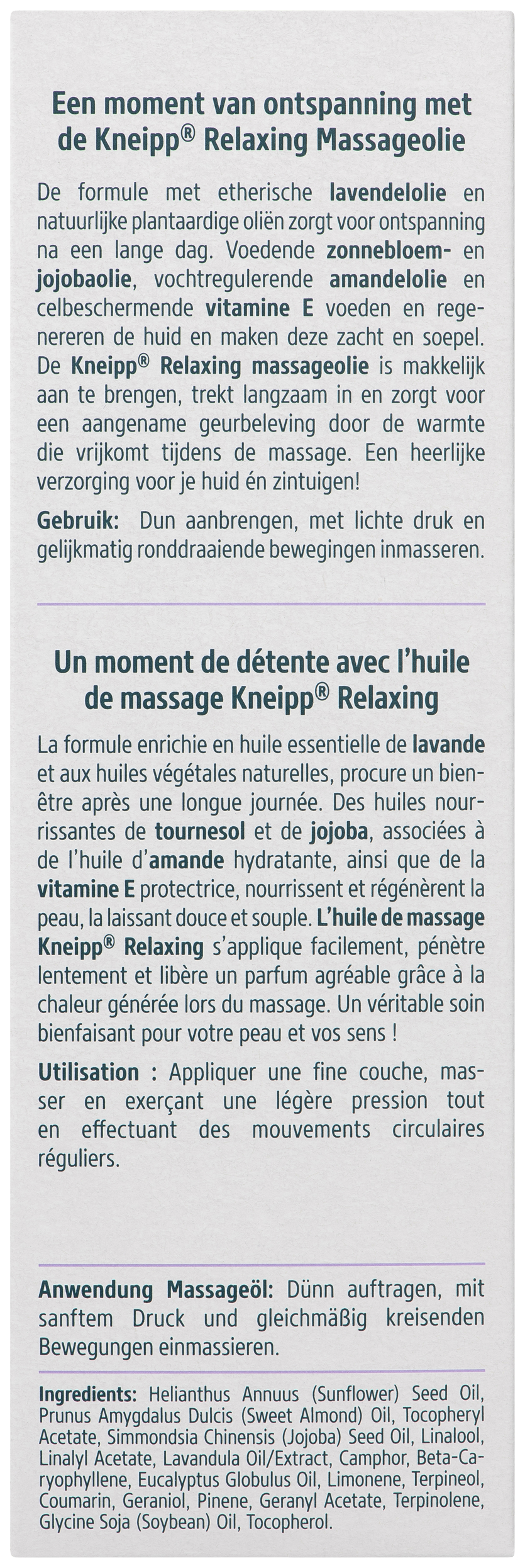 Kneipp Massageolie Relaxing Lavendel 100 ml