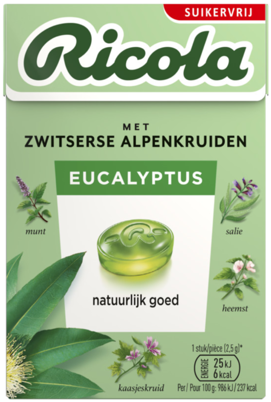 Kruidenpastilles Eucalyptus Suikervrij 20 x 50 G