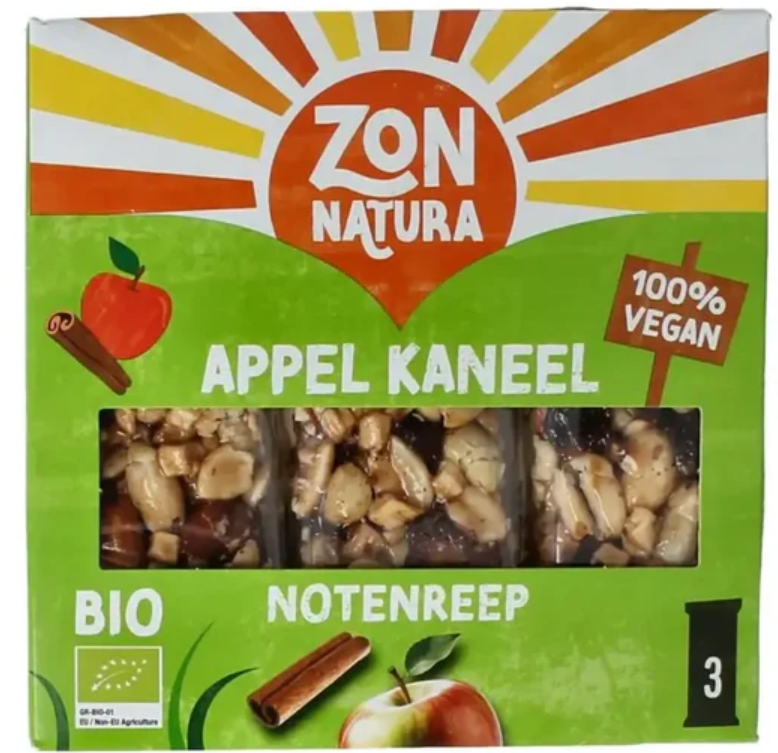 Noten appel kaneel reep 25 gram 3x25g