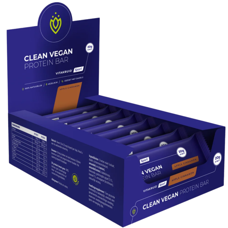 Clean Vegan Protein Bar - Apple Cinnamon 12 X 80 gram