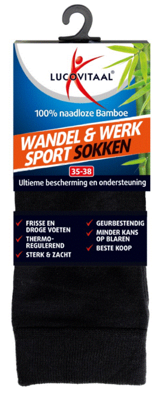 Bamboe Werksokken 100% Naadloos Maat 35-38 1 paar