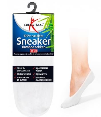 Bamboe Sneakersok Wit 43-46 1 paar