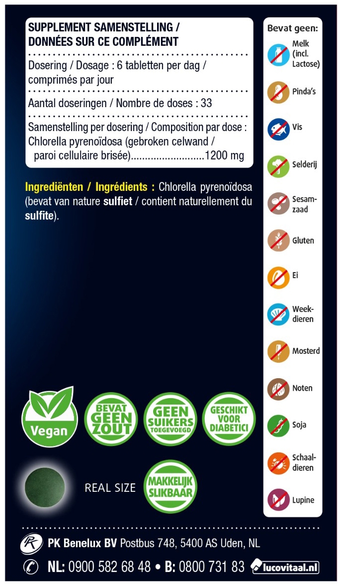 Lucovitaal Chlorella 100% Puur 200 tabletten