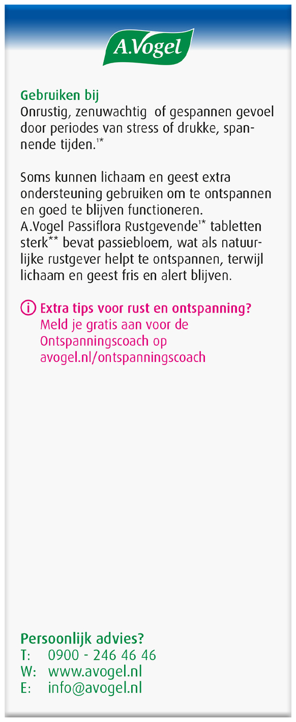 A.Vogel Passiflora Rustgevende sterk tabletten 30 Stuks