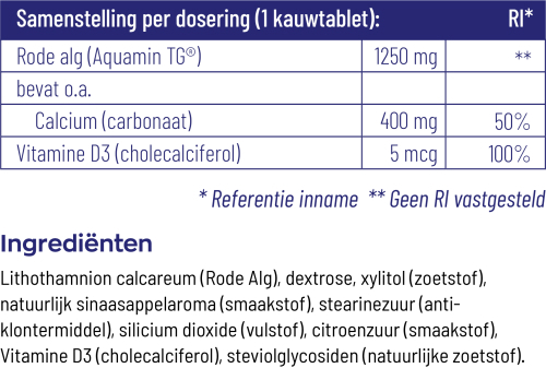 Vitakruid Calcium 400 & D3 uit Rode Alg 90 Kauwtabletten
