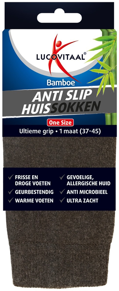 Lucovitaal Huissokken Anti Slip Bamboe One Size 1 Paar