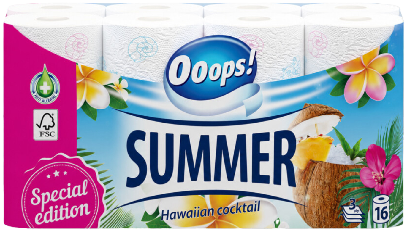 Ooops! Toiletpapier Classic Sensitive Summer Editie 3-Laags 16 Stuks