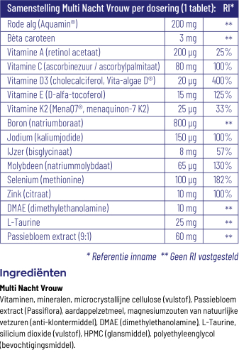 Vitakruid Multi Nacht Vrouw 30 tabletten