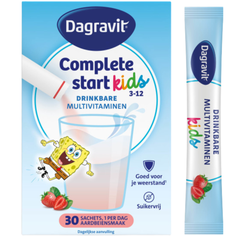 Complete Start Drinkbare Multivitaminen Kids 3-12 jaar Aardbei 30 sachets