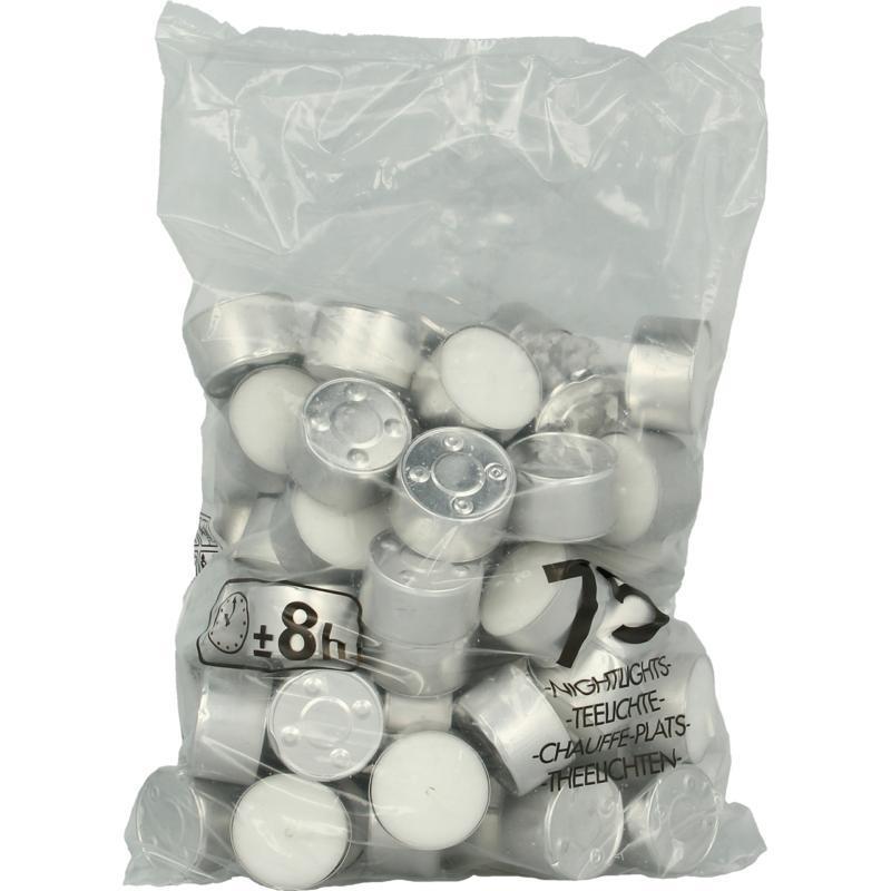 Neutraal theelicht wit 8uur zak 75st
