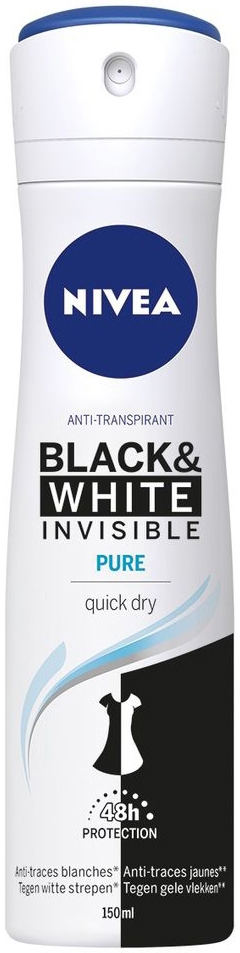 Nivea Deodorant Spray Invisible For Black & White Pure 150 ml