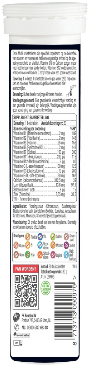 Lucovitaal Multi A-Z Bruistabletten 20 tabletten