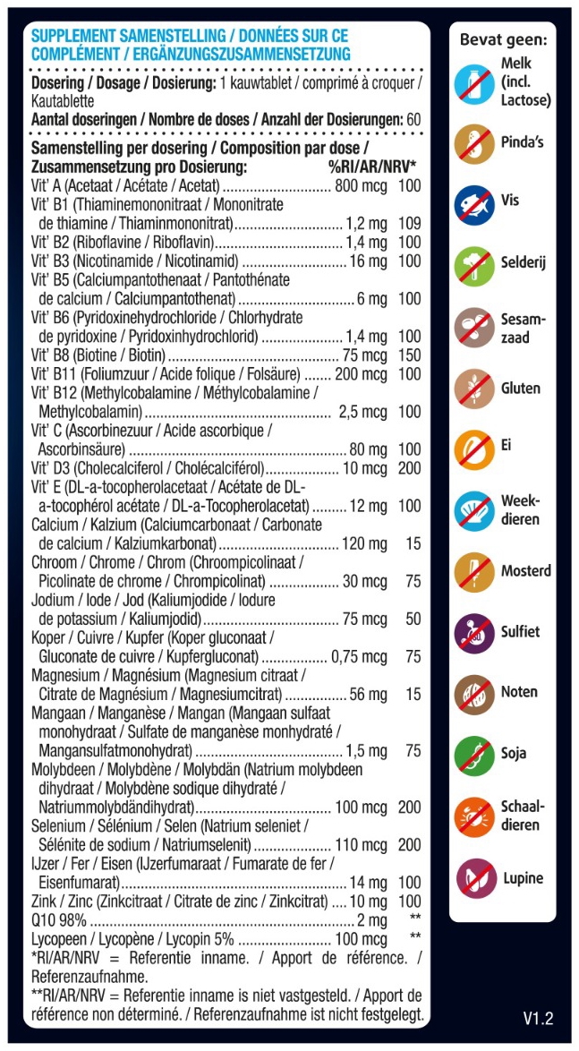 Lucovitaal Multi+ Weerstand Hoog Gedoseerd 60 Kauwtabletten