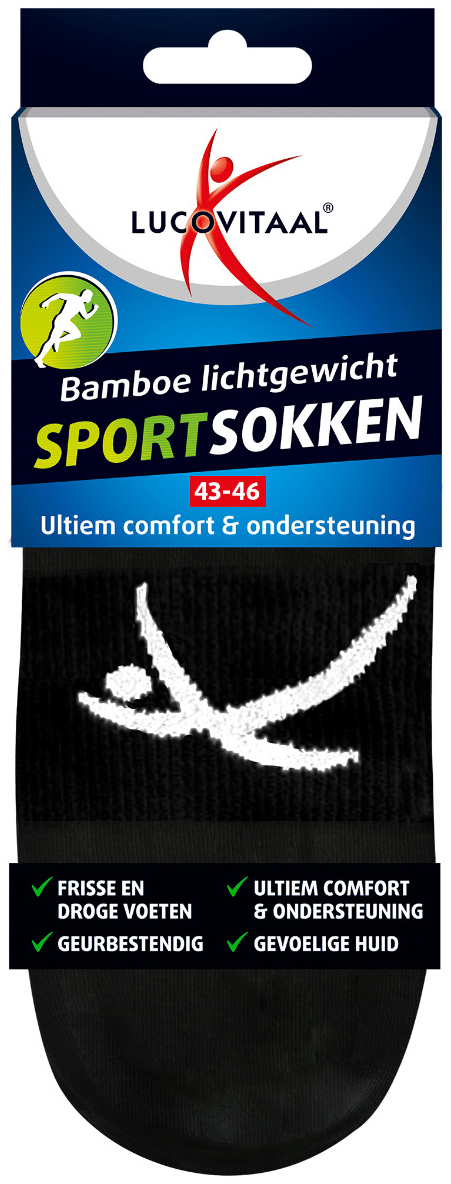 Lucovitaal Sportsok Bamboe 43-46 Zwart 1 paar