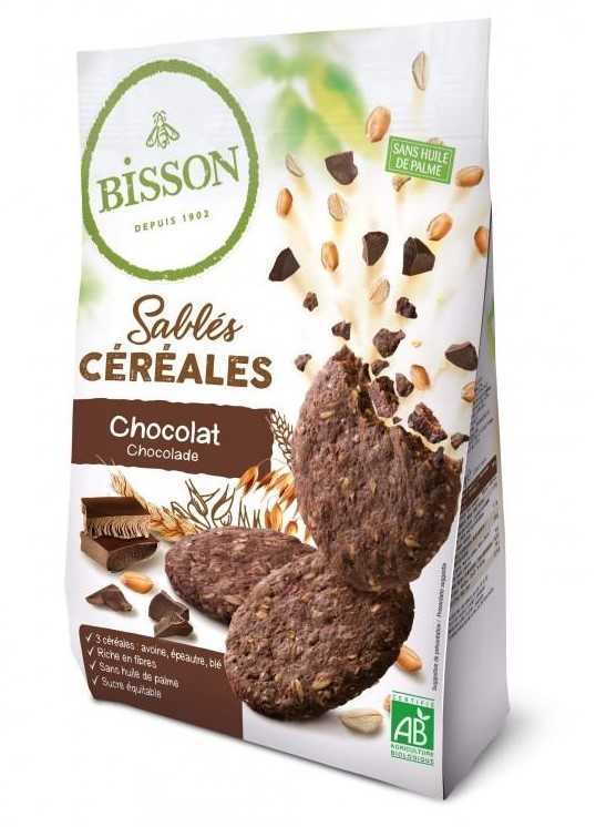 Bisson Zandkoekjes Chocolade & Granen Bio 200g