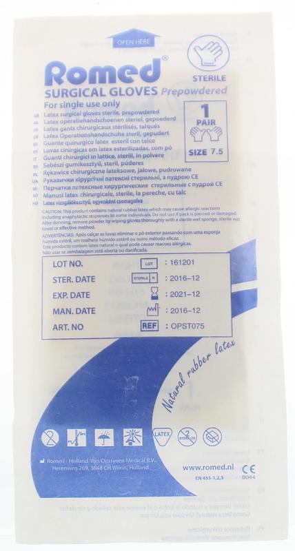 Operatiehandschoen steriel gepoederd 7.5 1pr