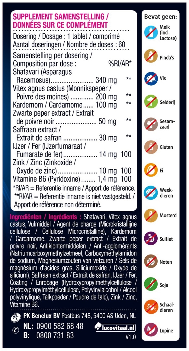 Lucovitaal Hormoonhuishouding Vrouw 60 Tabletten
