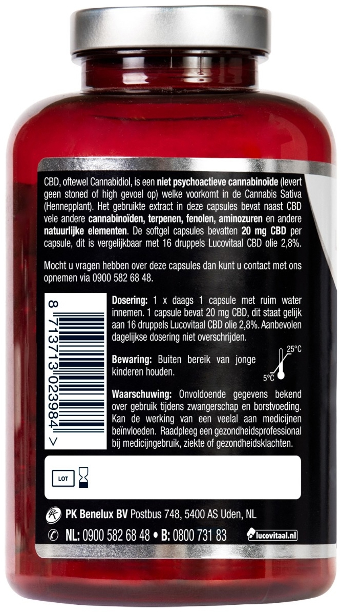Lucovitaal CBD Cannabidiol 20mg 90 capsules
